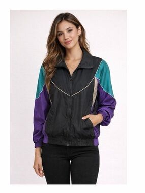 Swell Vintage Colorblock Silk‎ Windbreaker Jacket NWT